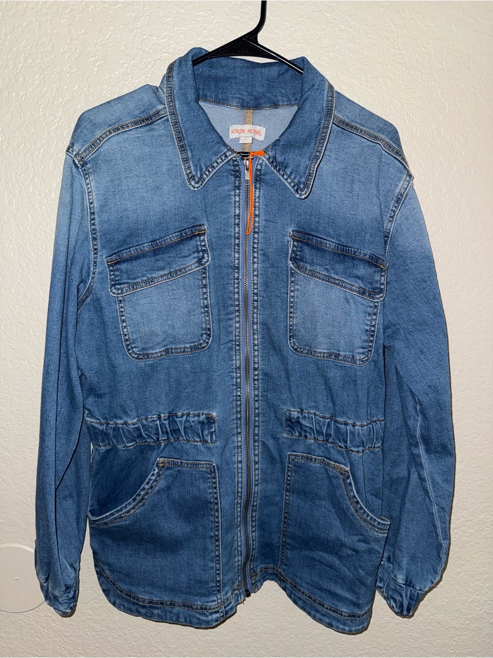 Knox Rose Light Blue Denim Jacket with Zip Front
